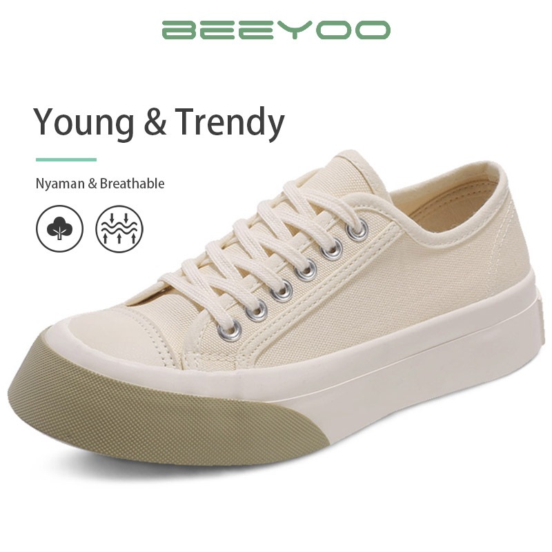 Beeyoo Sneakers Kanvas Sepatu Sneakers Kanvas Wanita Korean Style Model Tali WK203