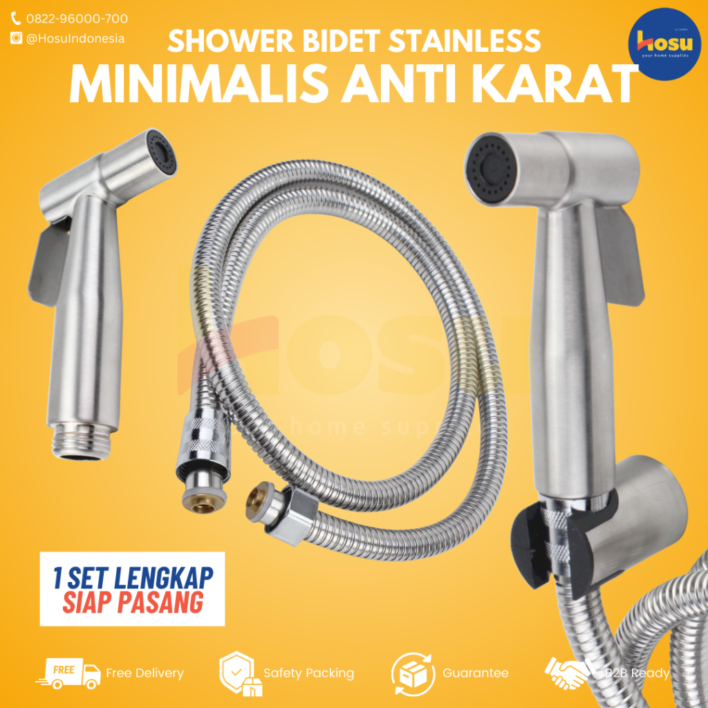 HOSU Toilet Shower Jet Washer Bidet Cebok Stainless SUS 304 Kloset Clocet WC / Semprotan Toilet Dudu