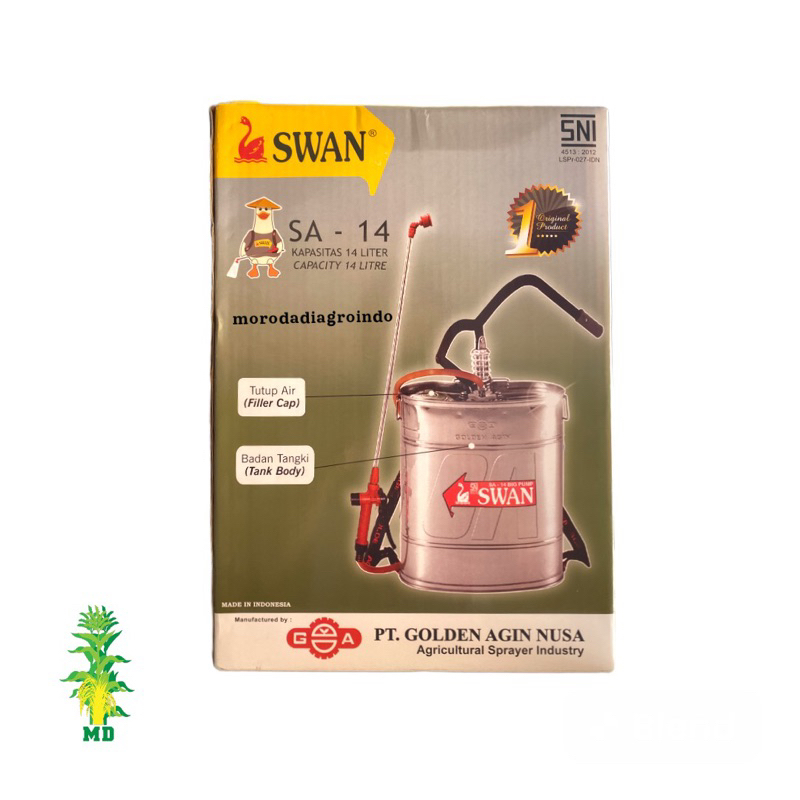 Tangki sprayer manual SWAN SA-14 14 liter tangki semprot stainless steel, swan kaleng stainlees