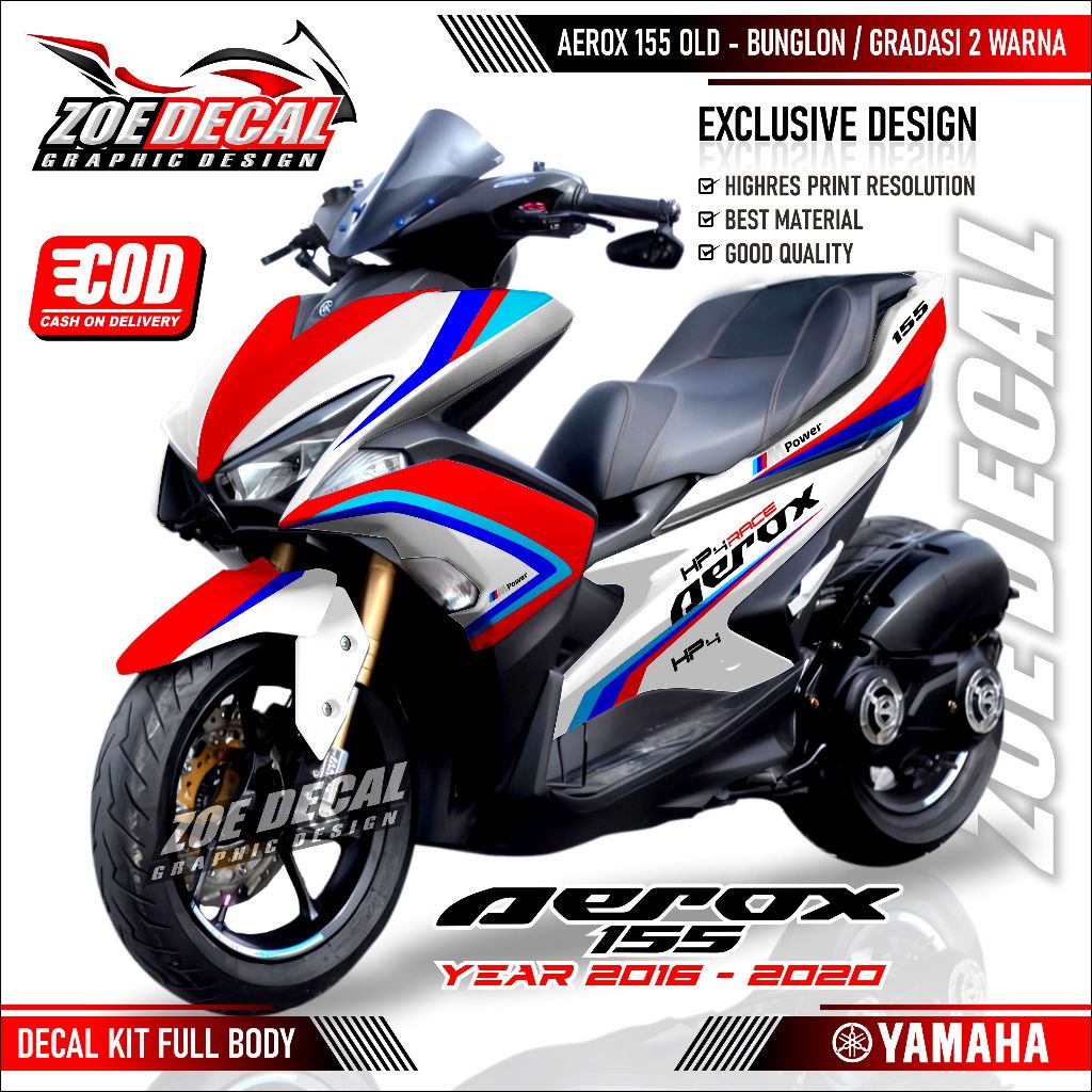 Terbaru Decal stiker Aerox 155 old 2016 - 2020 Livery BMW HP4 3 COLOURS