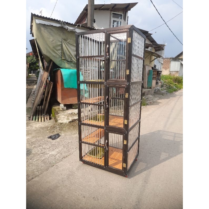 KANDANG KUCING ALUMUNIUM 3 TINGKAT ELEGAN