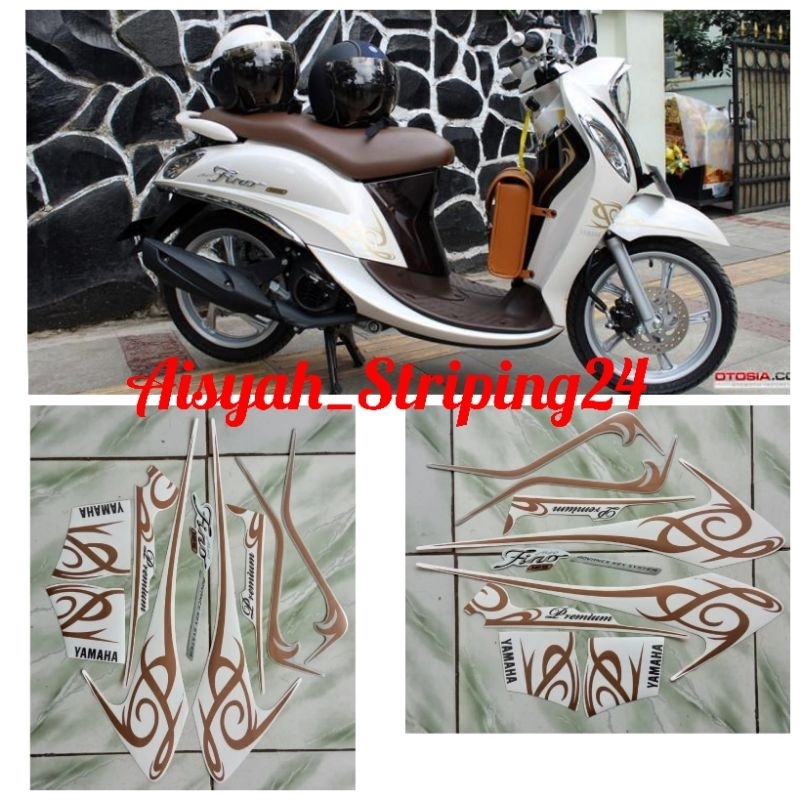 STIKER STICKER STRIPING LIS LES POLET BODY MOTOR YAMAHA FINO 125 2016 2017 PUTIH