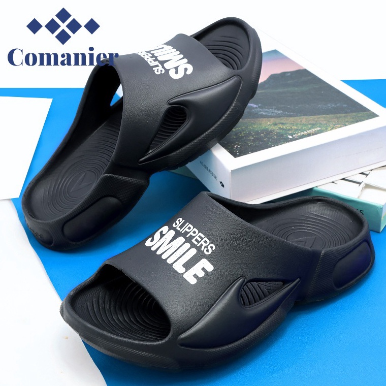 Terlaris Comanier Sandal Slide Cowok Pria Sandal Selop Pria Hitam Karet Slipper EVA