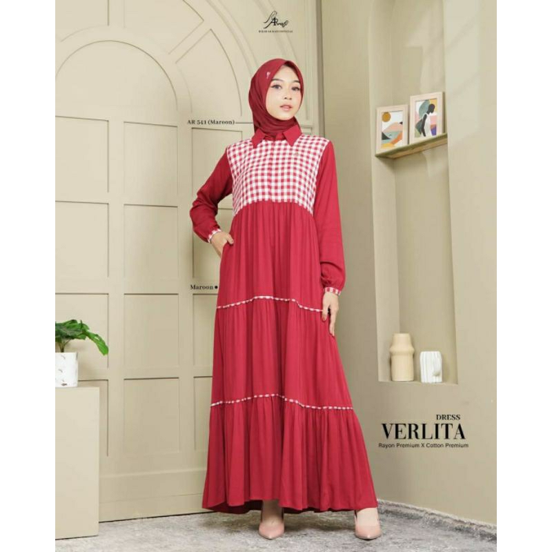 Verlita Dress | Gamis Arrafi Bahan Rayon Premium X Cotton Premium