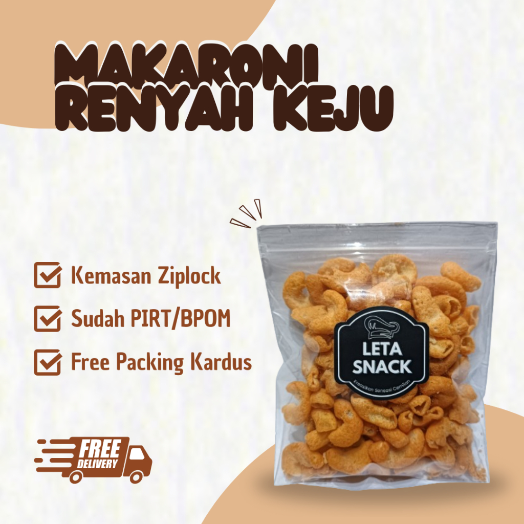 

[LETA SNACK] Makaroni Keju 500 gram / Macaroni Keju Renyah / Macaroni Renyah / Cemilan Murah