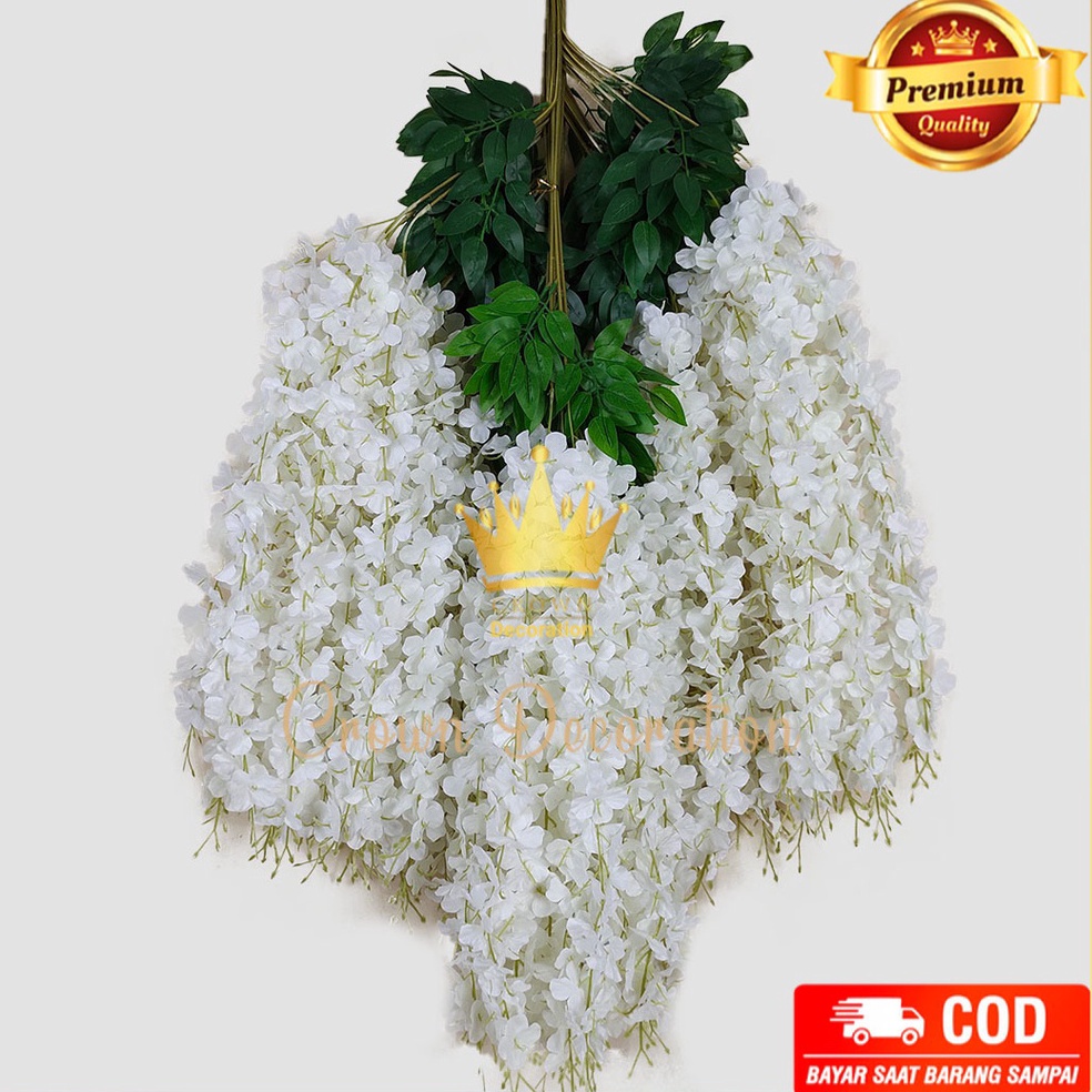 Real produk 1 Lusin Juntai Wisteria Jumbo Gantung Daun Rambat Plastik Bunga Lavender Artificial Wist