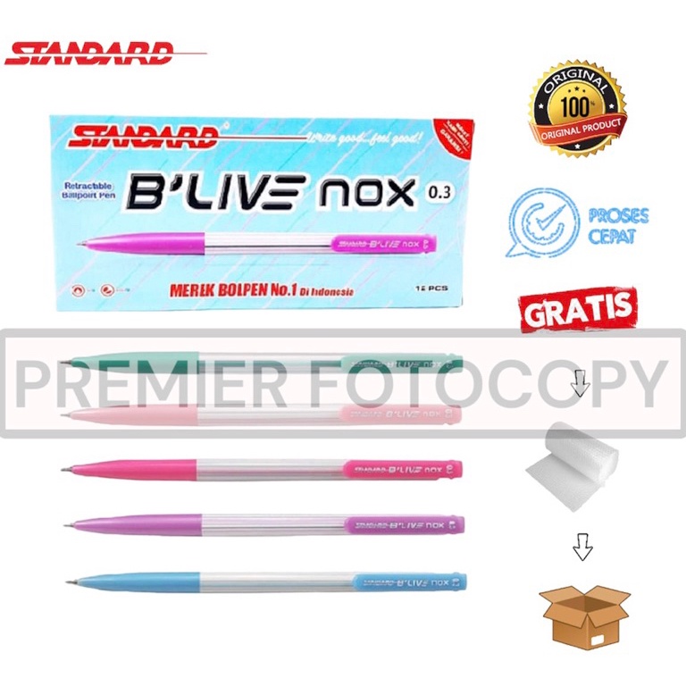 

Pulpen Standard Blive Nox 3 Isi 12 pcs KODE X3M9