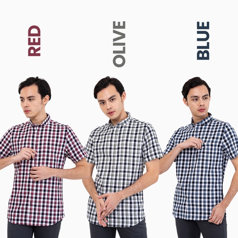 laris manis MENS TOP Kemeja Lengan Pendek Pria Slim Fit GERALD