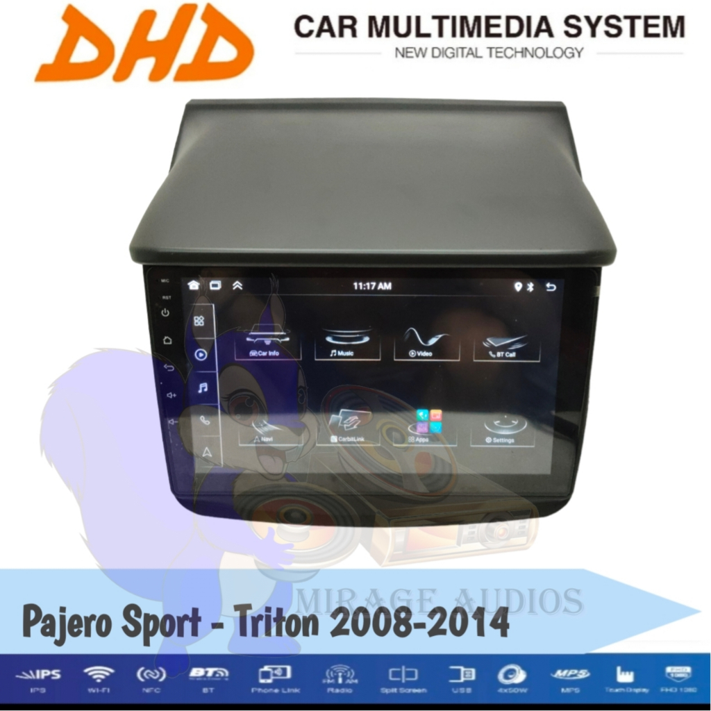 Head Unit Android DHD Mitsubishi Triton Pajero Sport 2008 - 2014 Non Mid 9 inch
