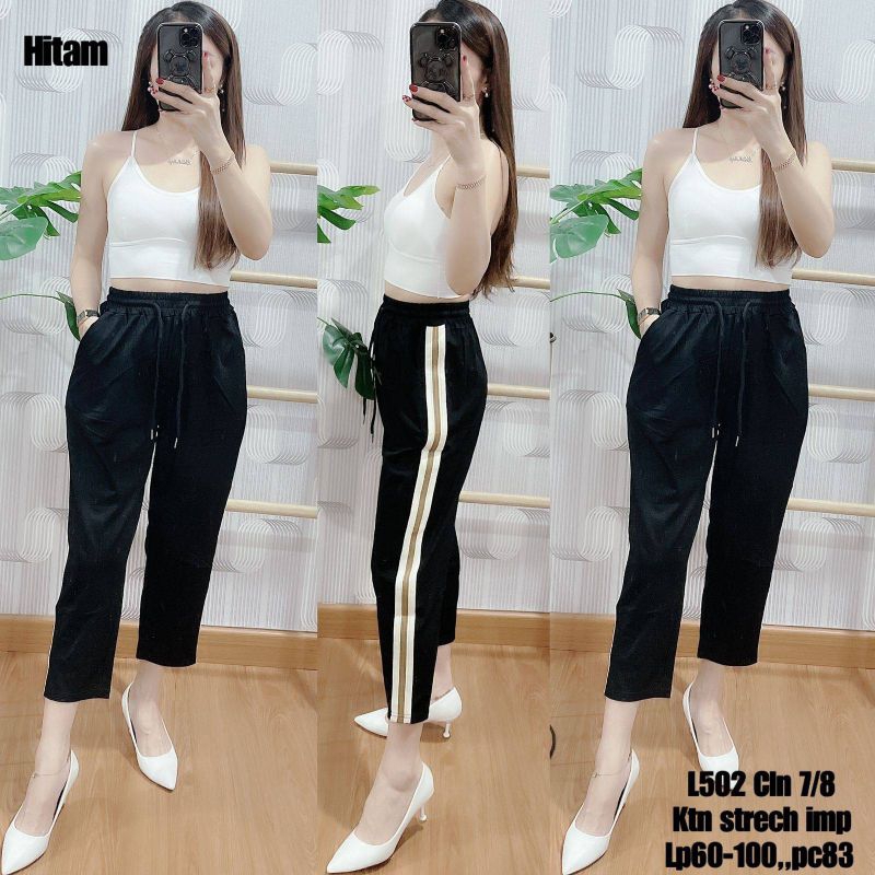 502 CELANA LIST 7/8 KATUN STRETCH WANITA|CELANA SANTAI WANITA