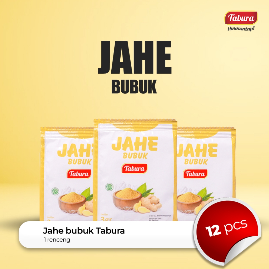 

Jahe Bubuk 12 pcs | Jahe Bubuk Tabura 3g (RENCENGAN)