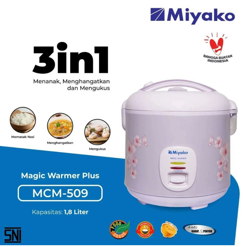 Miyako Rice Cooker 1.8 Liter / Magic Com Miyako 1,8 Liter MCM-509