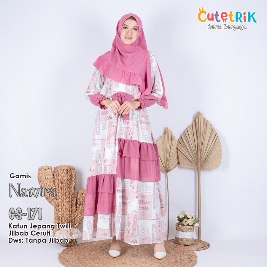 Gamis Dewasa Jumbo LD 110 Cutetrik Katun Jepang Premium Murah Motif Bunga Simple Baju Muslim Kekinia