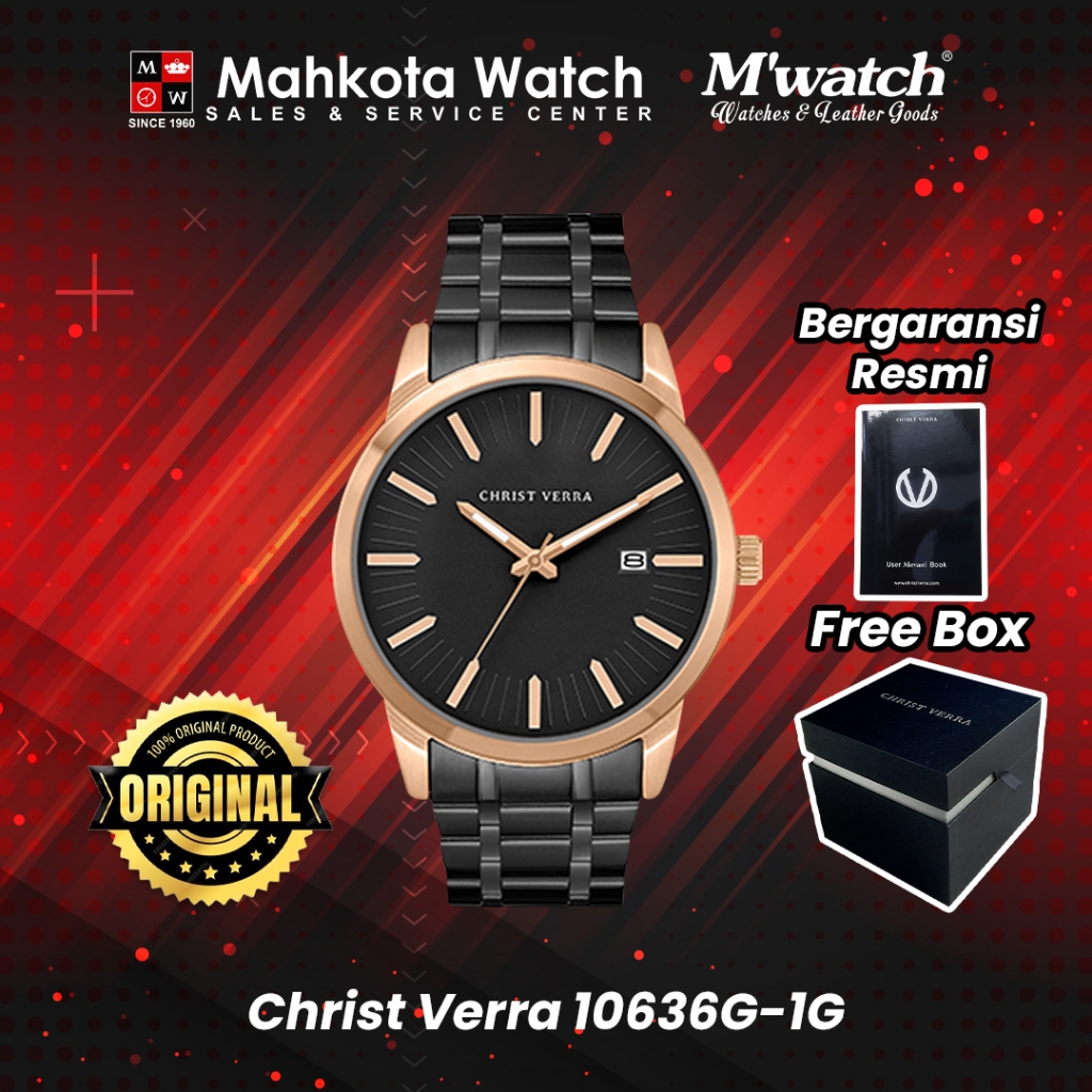 JAM TANGAN PRIA CHRIST VERRA 10636G-18 BLK ORIGINAL
