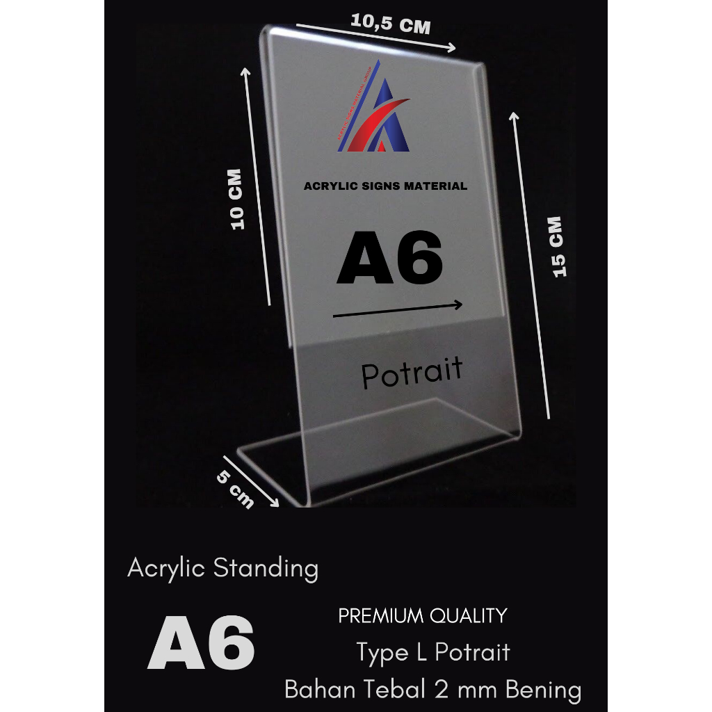 

AKRILIK TENT HOLDER A6 L PORTRAIT - 2MM PREMIUM