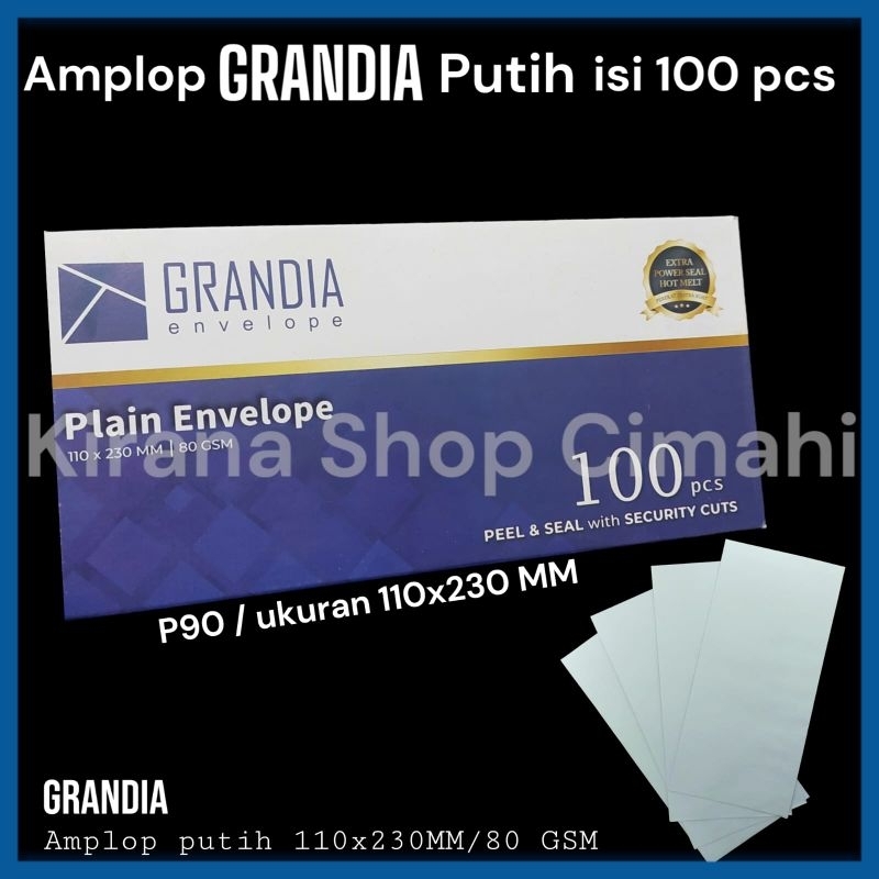 

Amplop GRANDIA putih ukuran 110x230 MM ( P90 )