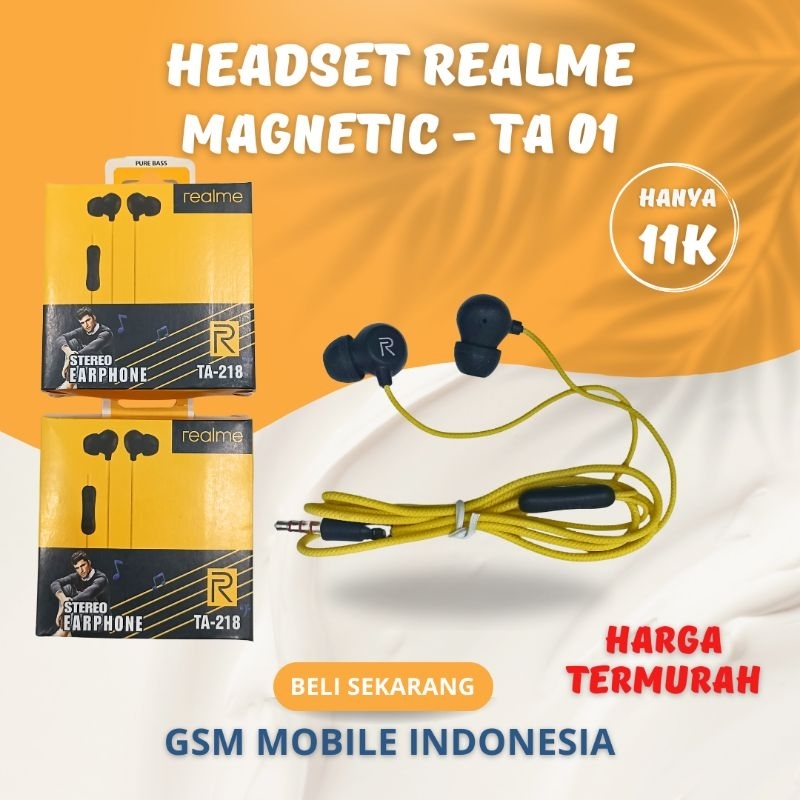 PROMO Headset Realme Magnetic Super Bass support semua hp Realme Headset Realme TA01