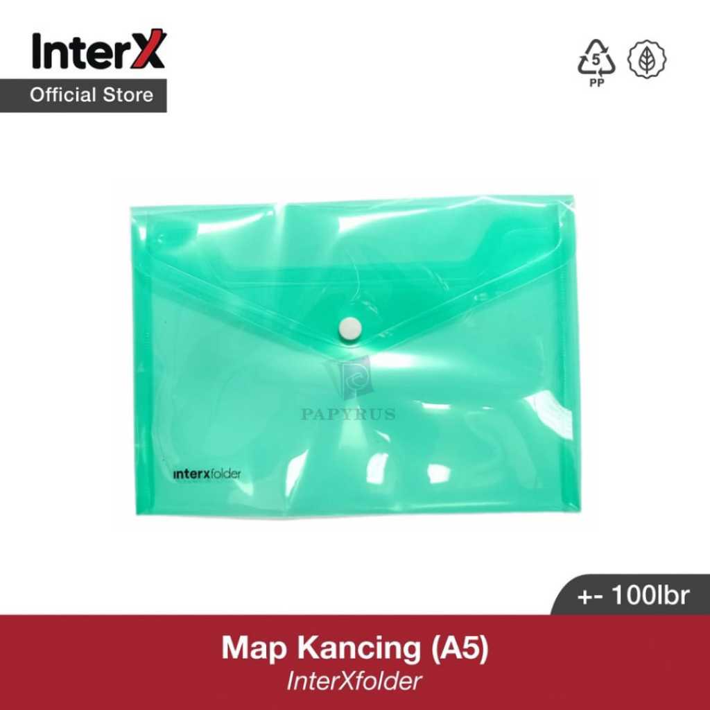 

MAP PLASTIK KANCING / MAP KANCING PUNGGUNG / DOCUMENT BAG / MAP KANCING A5 INTER-X DBX10A5 HIJAU
