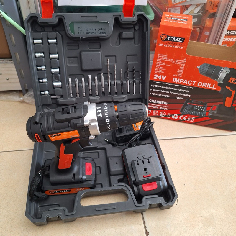 mesin bor baterai cas 24 v CML cordless drill 24Volt