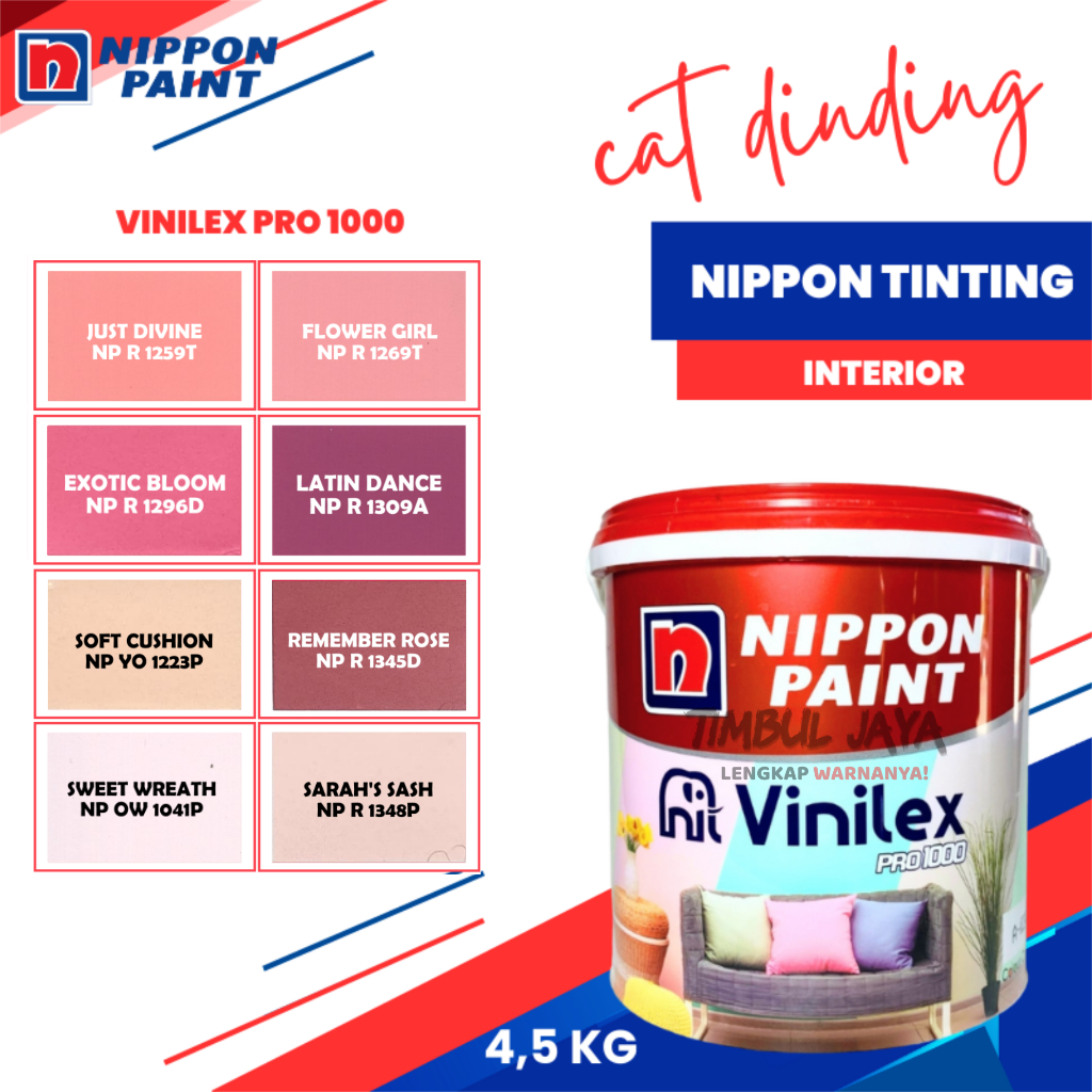 VINILEX Pro1000 4,5Kg Cat Tembok Nippon Paint Interior Dalam Ruangan Warna PINK / Cat Nippon Paint V