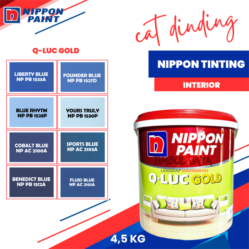 Cat Tembok NIPPON QLUC GOLD 4,5Kg BIRU / qluc nippon paint / cat qluq / cat tembok qilux cat qilux / cat tembok biru / cat qluc biru