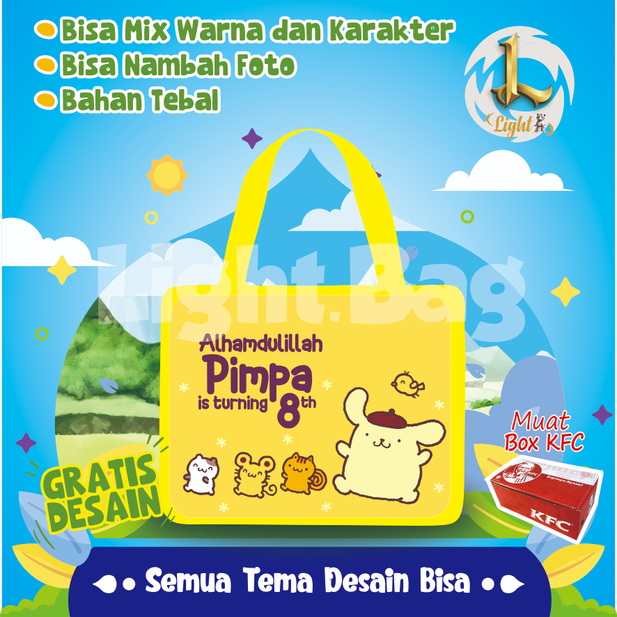 

TAS SOUVENIR ULTAH POMPOMPURIN CUSTOM / TAS SOUVENIR PREMIUM / GRATIS DESAIN / BONUS FOTO ANAK / GOODIE BAG CUTE POMPOMPURIN CUSTOM/ TAS ULANG TAHUN POMPOMPURIN CUSTOM / TAS ULTAH CUSTOM / TAS SOUVENIR 2 HARI JADI / TAS ULTAH / TAS ULANG TAHUN