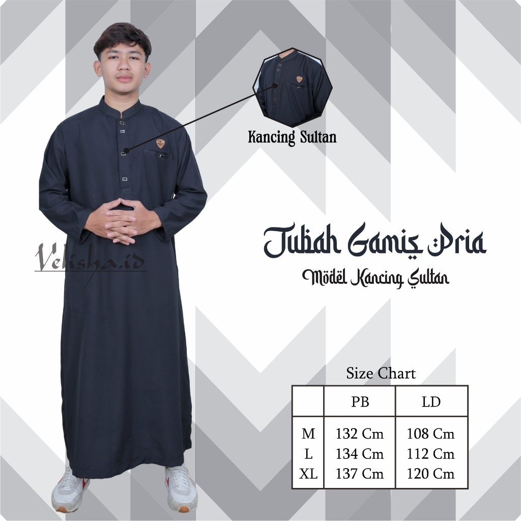 ORIGINAL JUBAH GAMIS PRIA DEWASA REMAJA LENGAN PANJANG MODEL KANCING SULTAN KEKINIAN