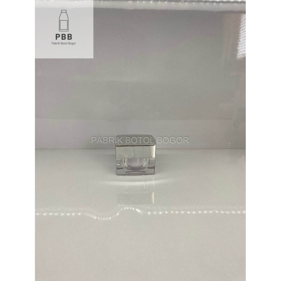 POT CREAM ACRYLIC SQUARE 10GR POT CREAM POT AKRILIK KOTAK SILVER 10 GR