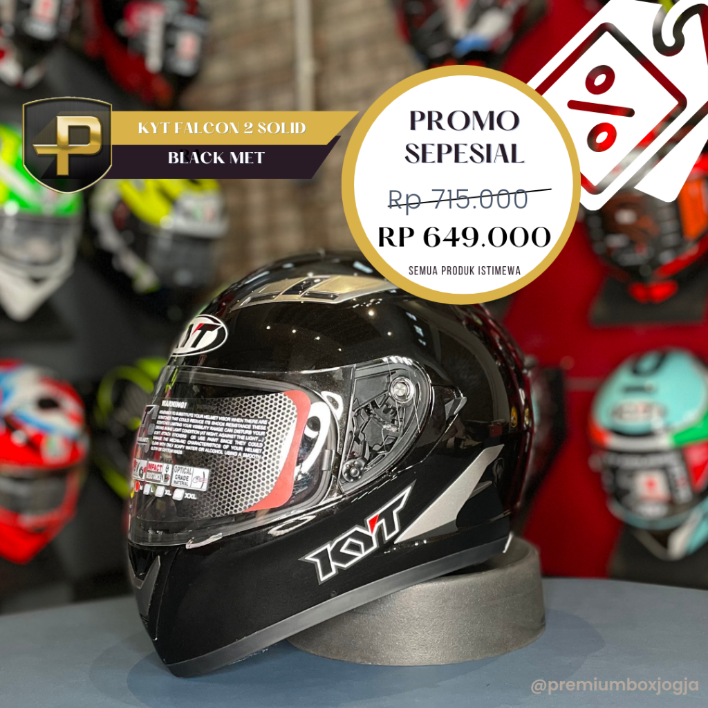 HELM KYT Falcon 2 Solid Black Metalic / KYT FALCON 2 SOLID BLACK / FULL FACE