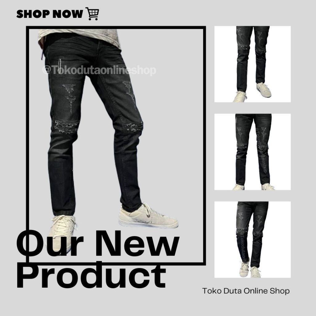 J_Jeans Celana Ripped Jeans Pria Model Sobek Celana Starboy