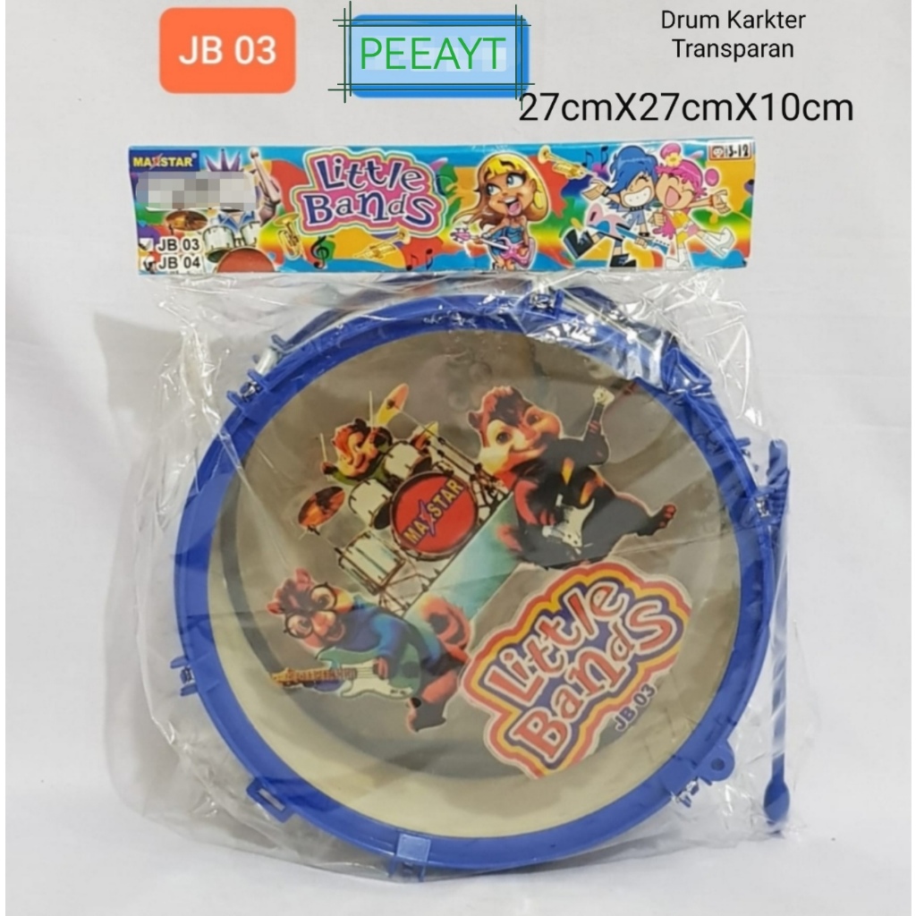 Mainan drum musik karakter transparan mainan musik drum musik edukasi musik anak anak