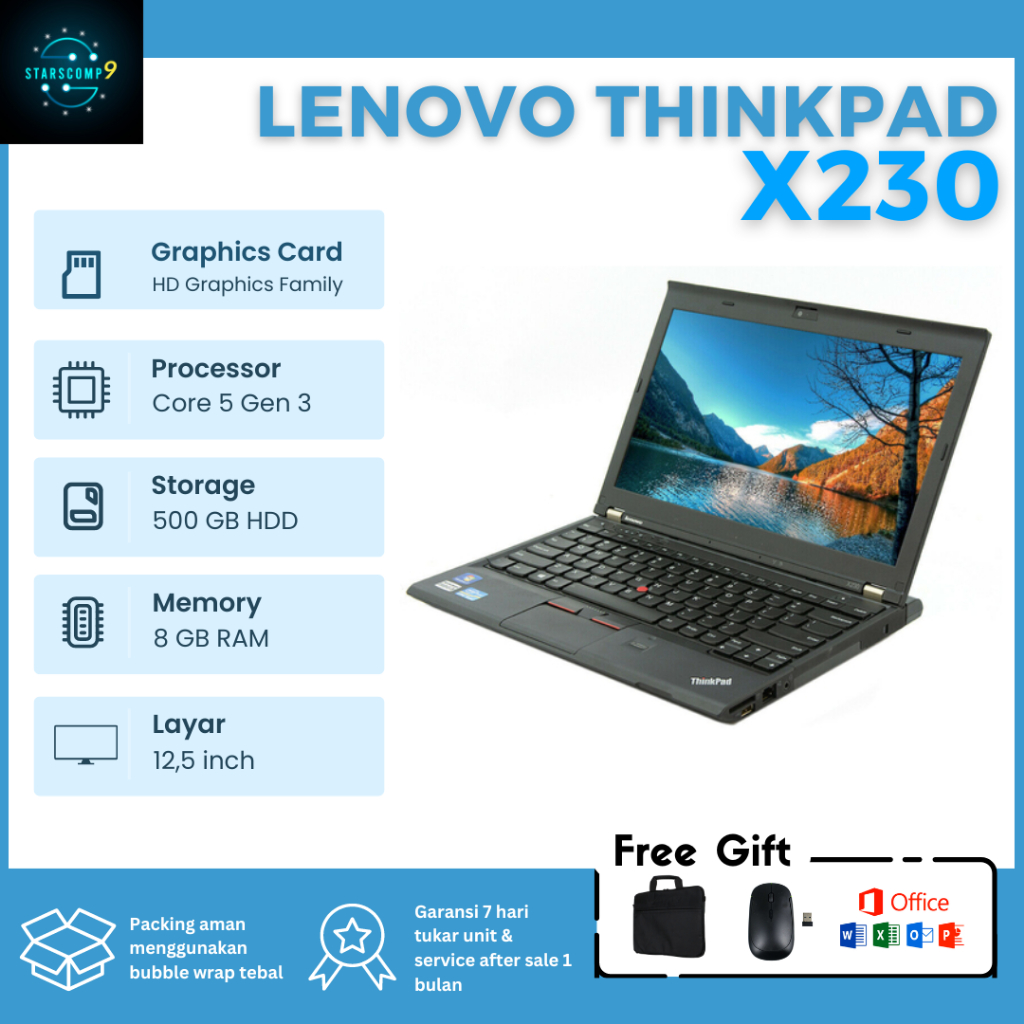 Lenovo Thinkpad X230 Ci5 3320M 8GB 320GB 12.5inch Original Mulus