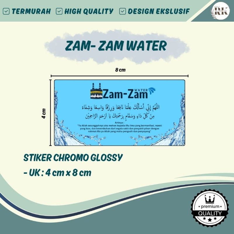 

STIKER ZAM ZAM I HIGH QUALITY I CHROMO GLOSSY I TERMURAH I 1 pack = 30 Pcs Stiker I Ukuran 4 x 8 cm