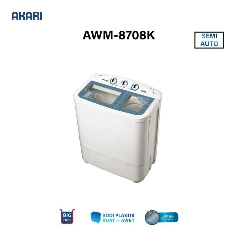 Mesin Cuci 2 Tabung AKARI Turbo Spin 7,5 KG AWM-8708K