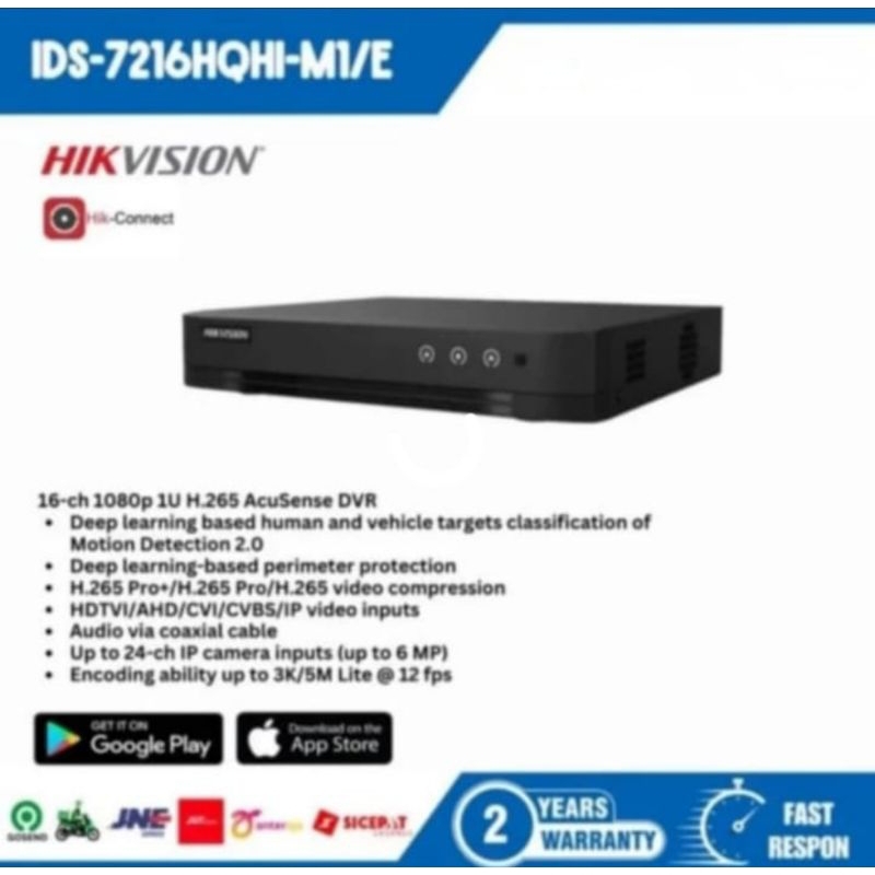HIKVISION 16CH 7216 HGHI-K1 DVR HIKVISION 16 Channel TURBO HD RESMI