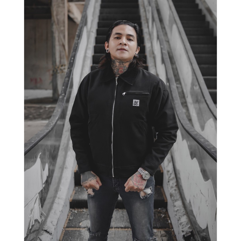 Work Jacket Kanvas Marsoto Suede Art Indigo Streetwear - Hitam