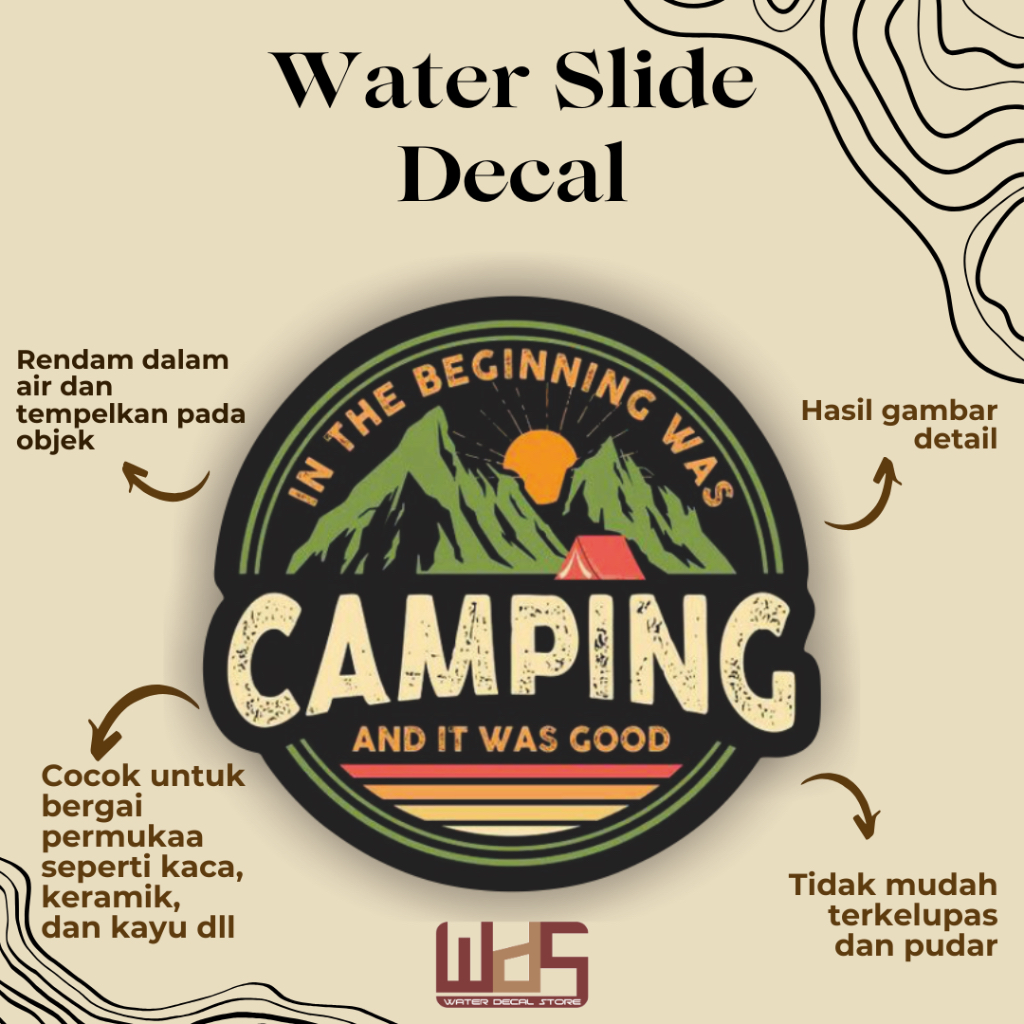 

WATER SLIDE DECAL CAMPING / DECAL AIR / STIKER AIR / MERCHANDISE
