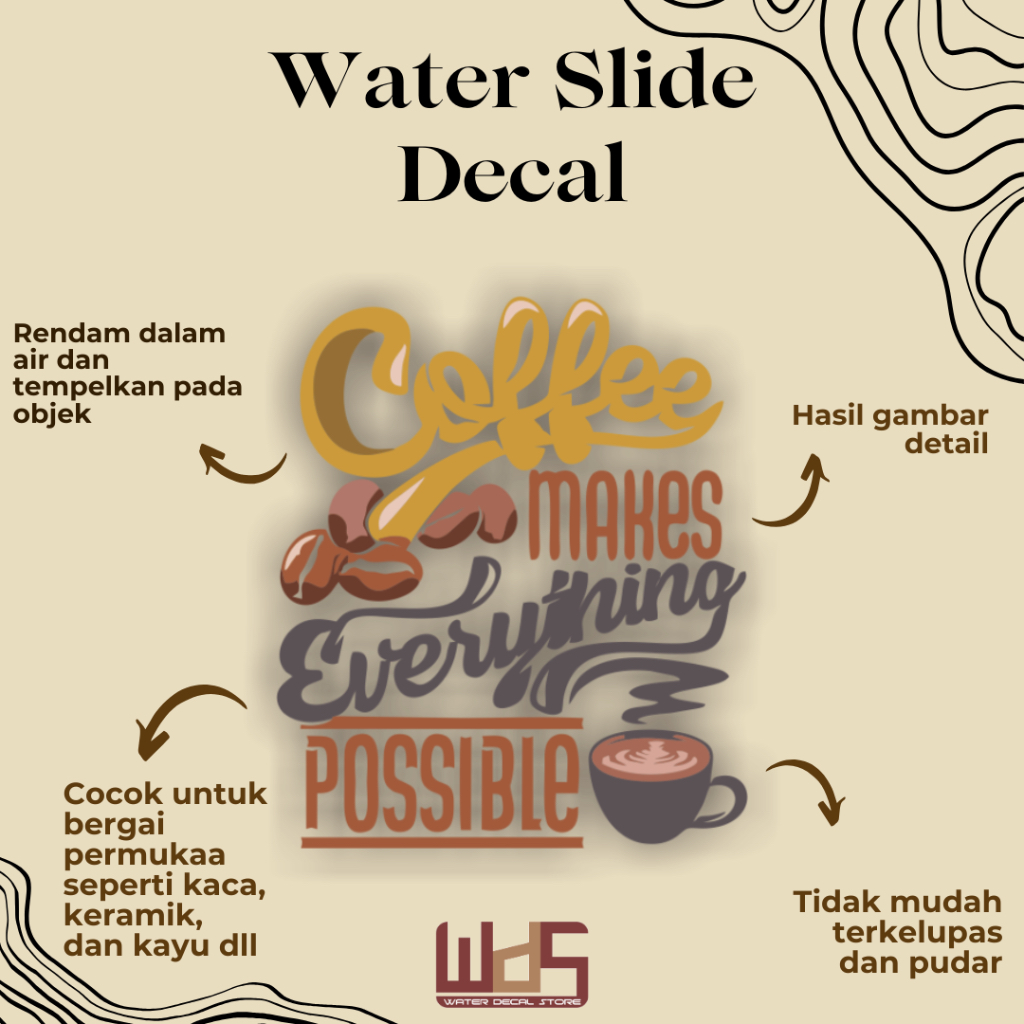 

WATER SLIDE DECAL COFFE / DECAL AIR / STIKER AIR / MERCHANDISE