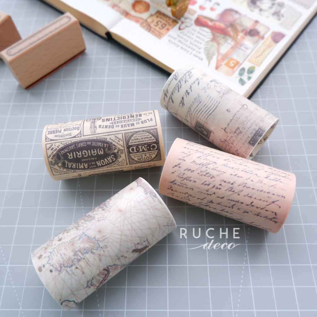 

RUCHE DECO - Adhesive Washi Tape - VINTAGE TIME - Decorative Tape / Washi Tape