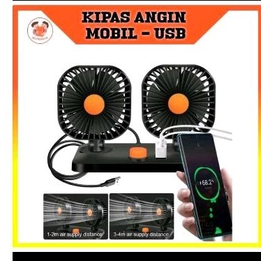 Kipas Angin Mobil+Lubang USB Colok USB 5Volt Baru Bisa Untuk Mobil 12/24 Volt