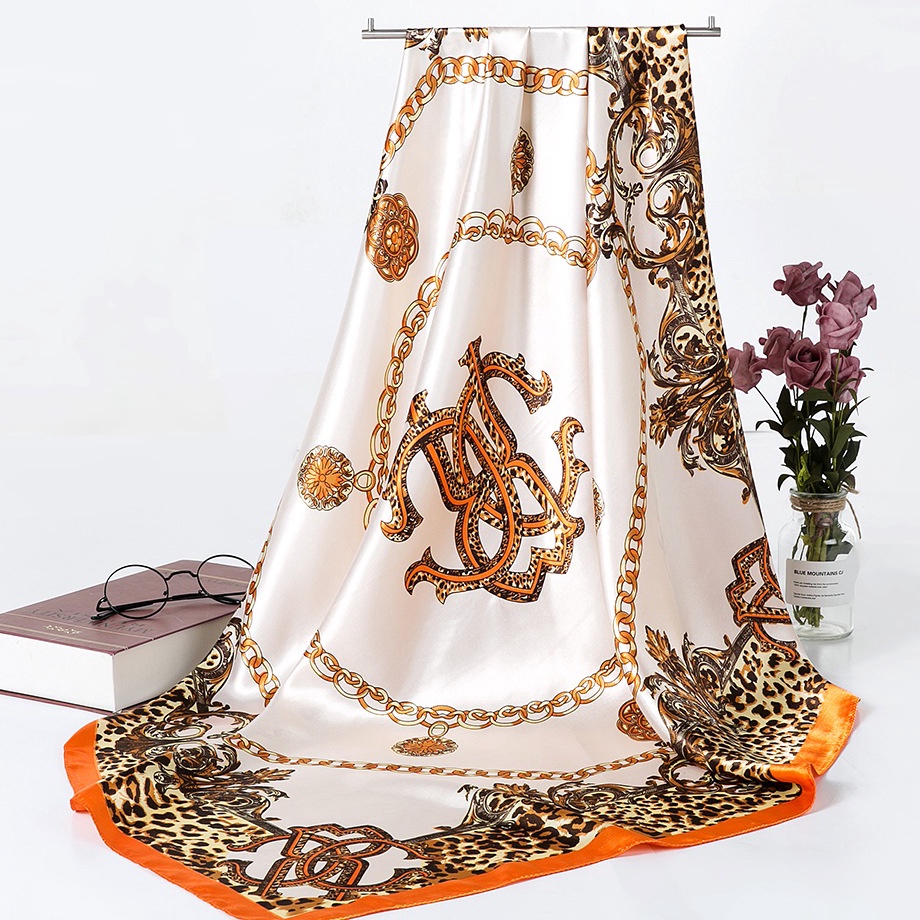 TERMURAH 9x9 cm Syal Persegi Besar Satin Jilbab Wanita Hijab Pola Persegi Panjang Bahan High Grade S