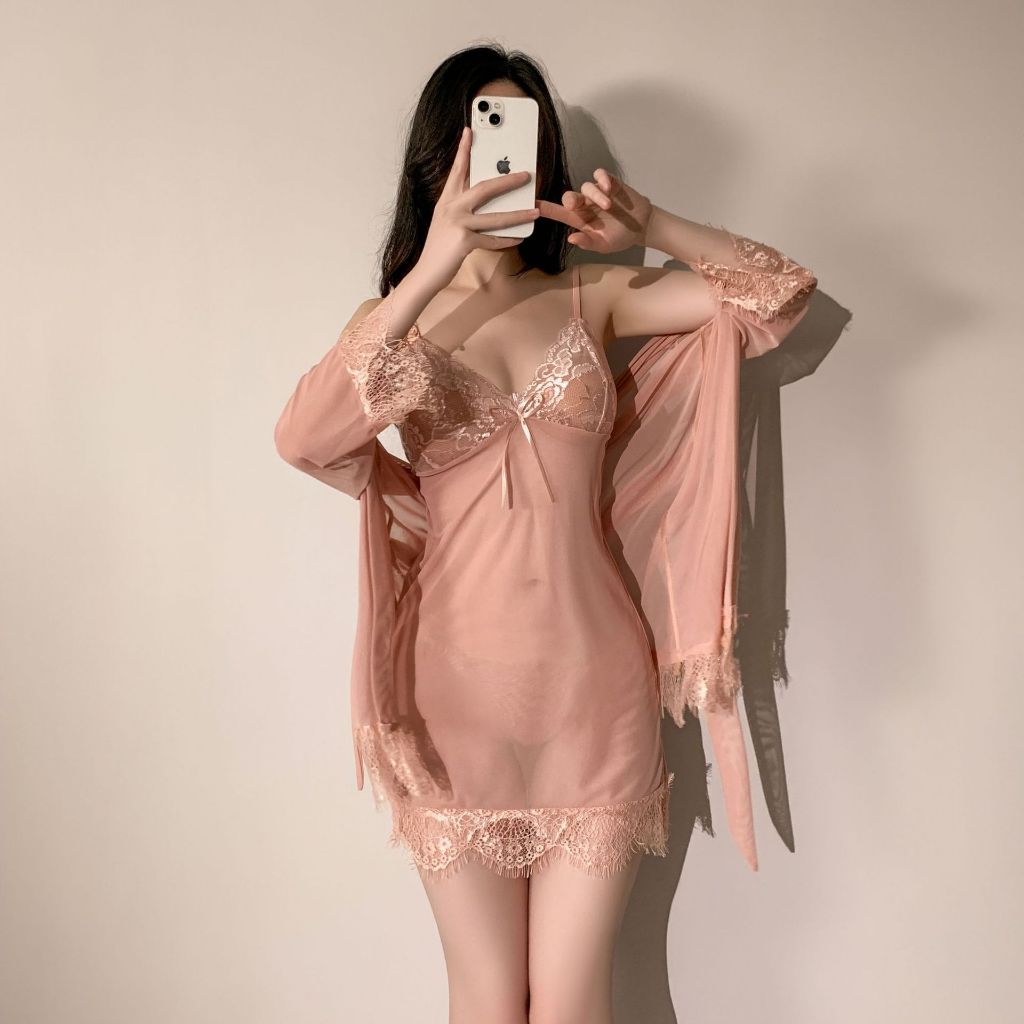 Penny Lingerie Baju Tidur Sexy Daster Piyama Pajamas Sexy Pakaian Dewasa Lingerie SatuSet Premium Murah Tanktop Underwear CD Bra BH 040-1