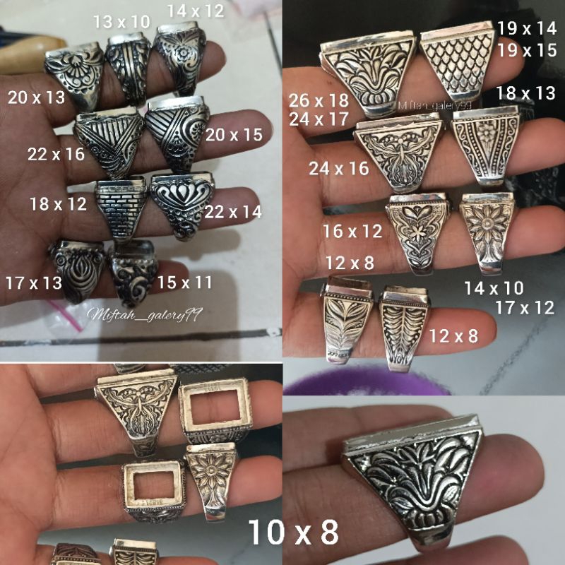 Emban cincin alpaka ukir kotak