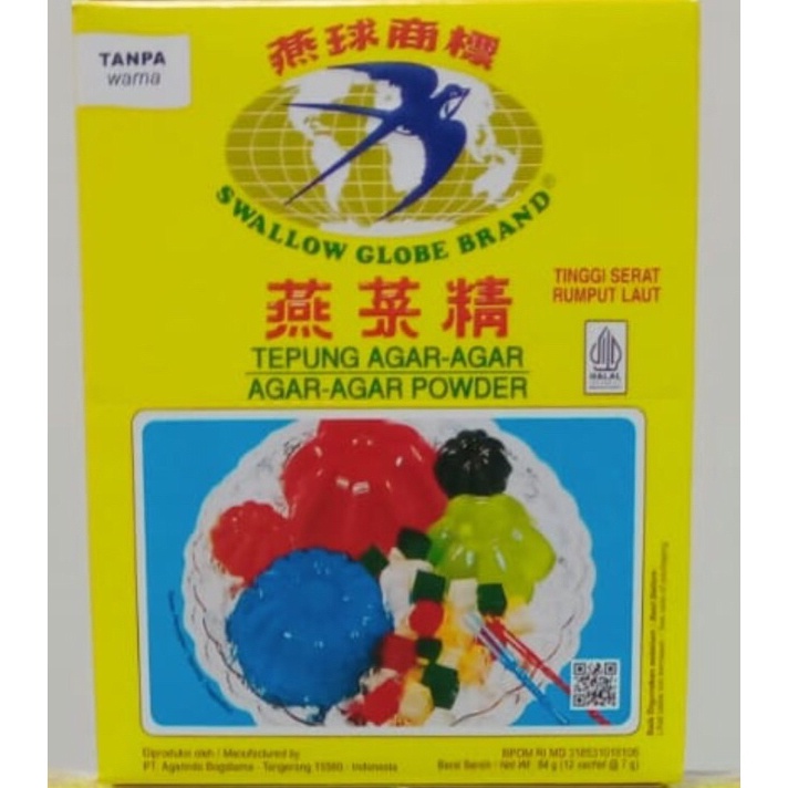 

READY STOK Agar Agar Swallow Globe 1 box isi 12 sachet BeningPlain