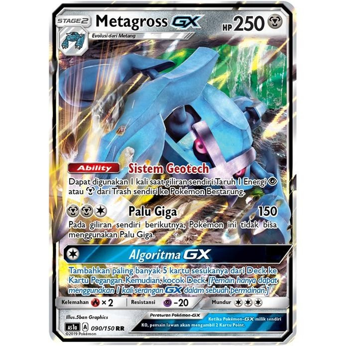 Kartu Pokemon Indonesia Metagross GX Foil AS1A 090/150 RR Mulus