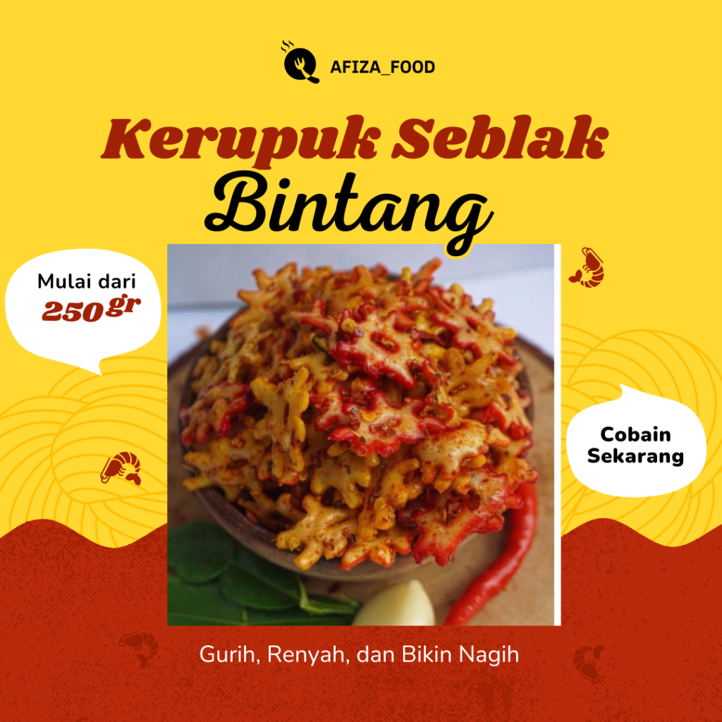 

(Termurah) 250 gram Kerupuk Seblak Bintang Pedas Cemilan bikin Nagih Afiza Food Snack Pedas Kerupuk Seblak