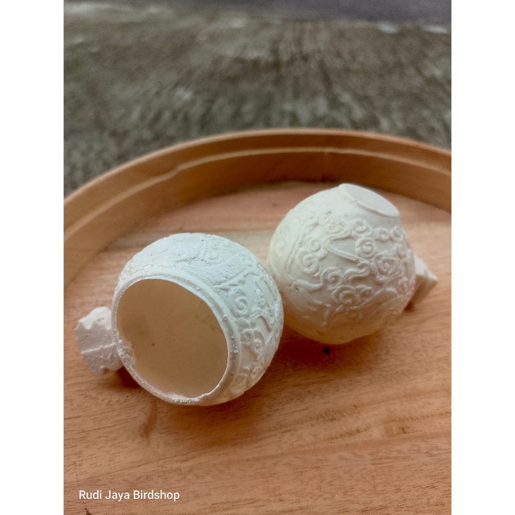 JUAL CEPUK FIBER NAGA 1 SET ISI 2 WARNA PUTIH TEMPAT WADAH PAKAN MINUM BURUNG MURAI KACER ANIS PLECI