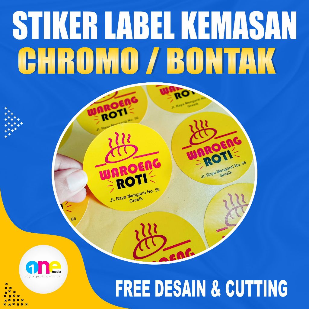 

Cetak Stiker Logo Label Makanan & Minuman Bontak / Chromo