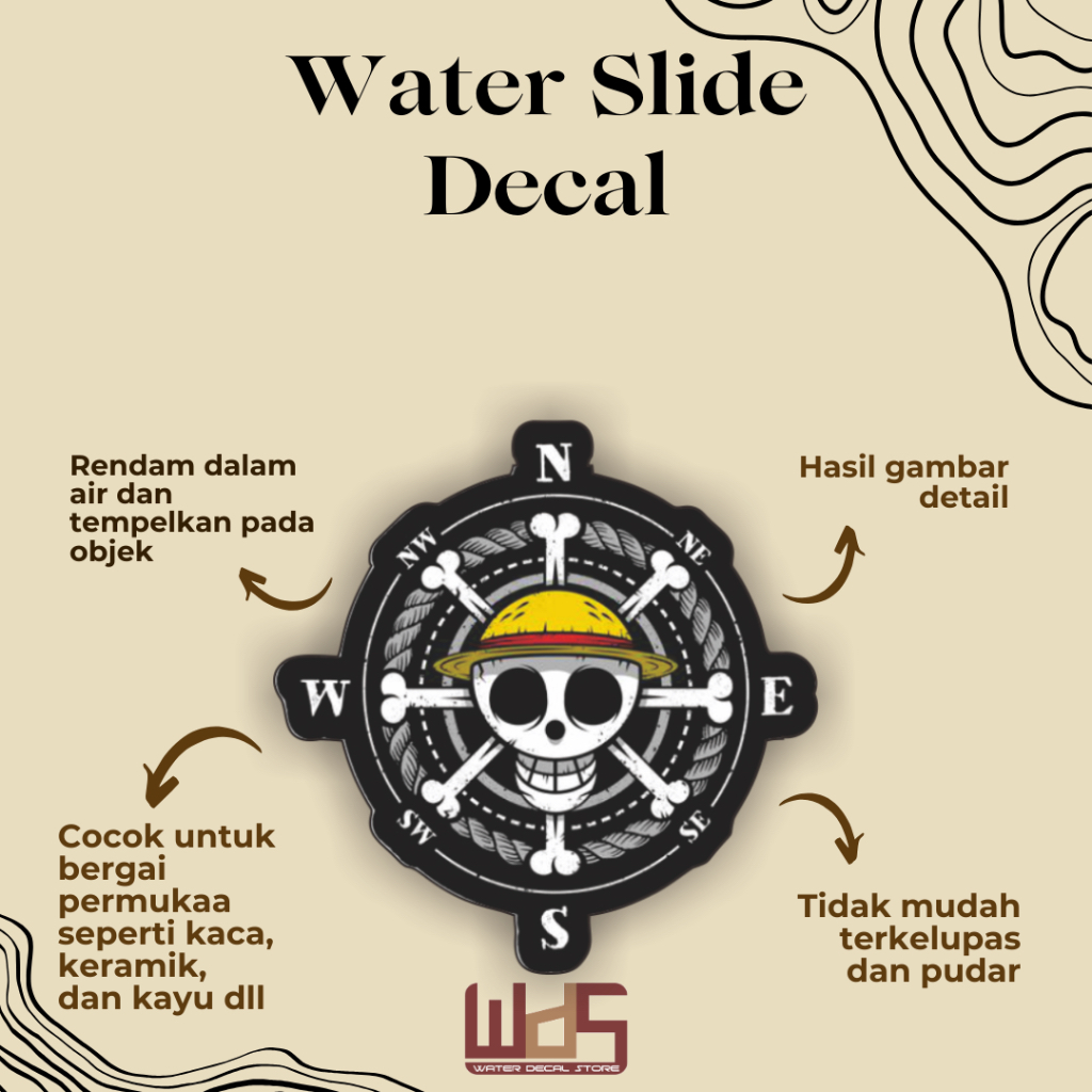 

WATER SLIDE DECAL ONE PIECE / DECAL AIR / STIKER AIR / MERCHANDISE