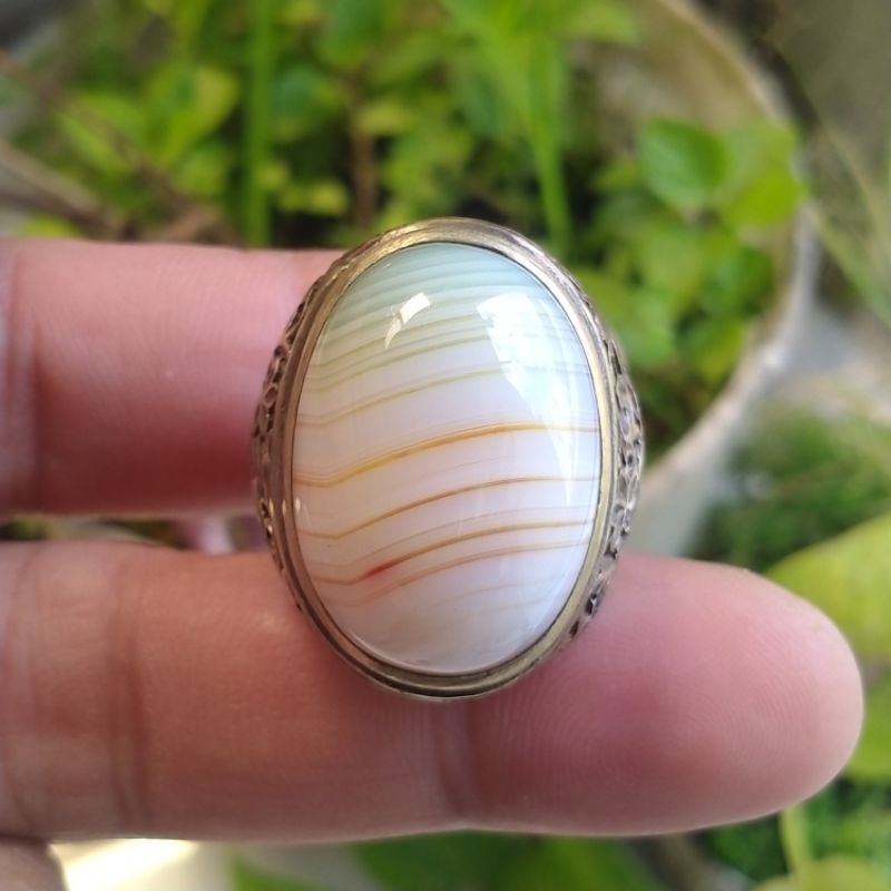 batu cincin akik ginggang  batik kalimantan dim 25x18x8,5mm ring 8 NATURAL LEBIH ASIEK